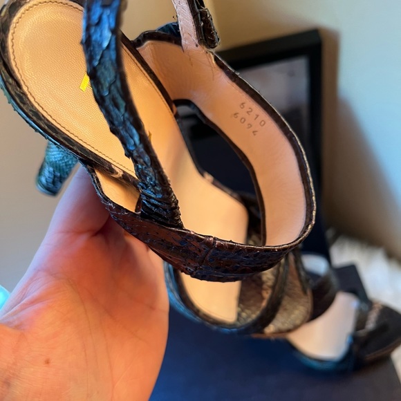 PRADA black snake leather twist knot block sandals heels ✨ - Picture 15 of 16